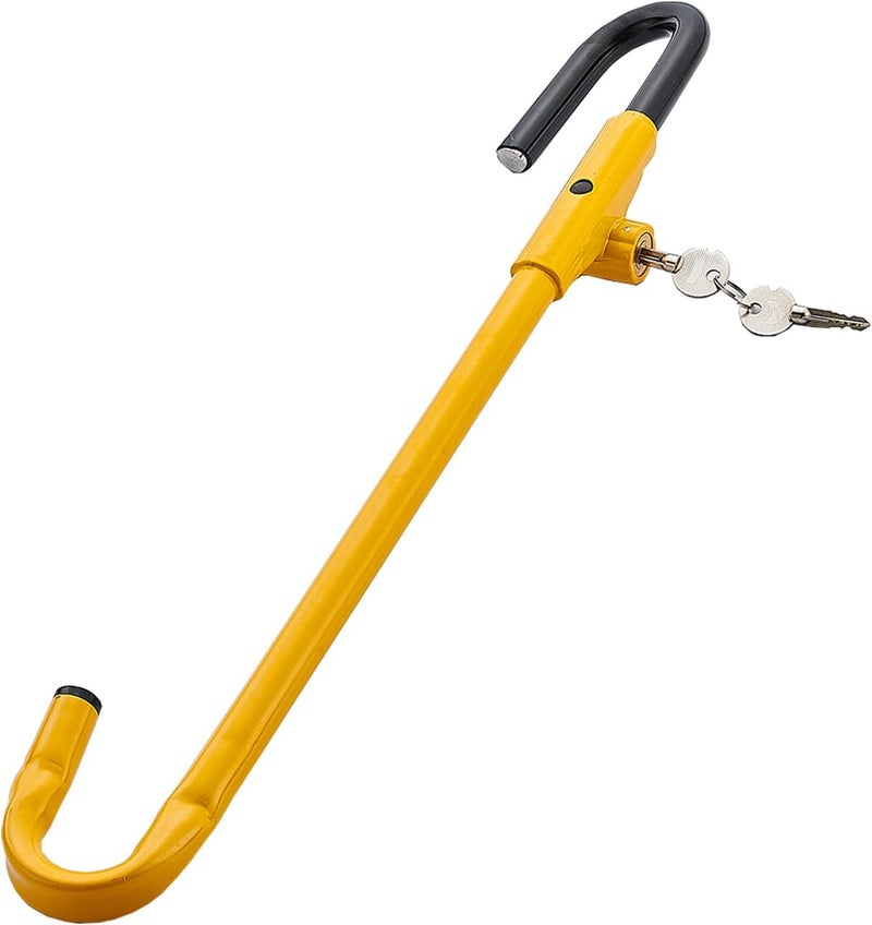 iMonse Steering Wheel Lock Anti-Theft Car Device, Steering Wheel Pedal Brake Lock Retractable Hook Car Security Products Universal Fit(Yellow) - Image 1